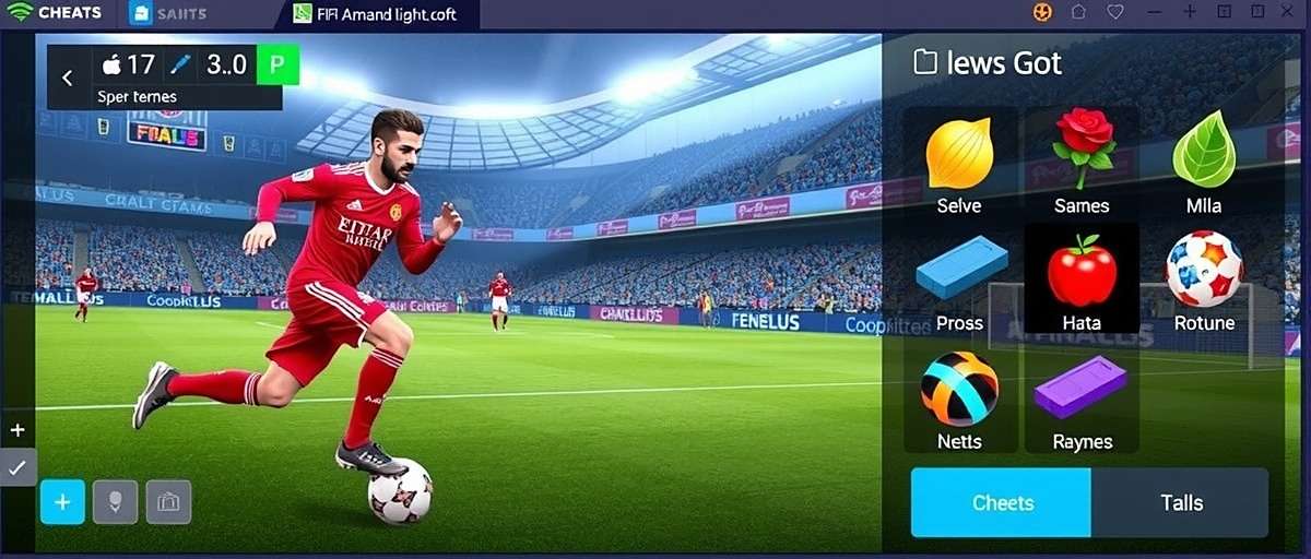 FIFA Mobile Cheats Hacks gameplay with resources FIFA Mobile gameplay with cheats interface showing in-game resources